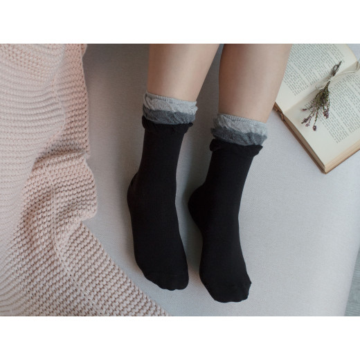 Madame Coco - Fleur Women's Ankle Socks, Black