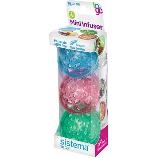 Sistema to Go Mini Infusers - Plastic, Multi-colour, Pack of 3