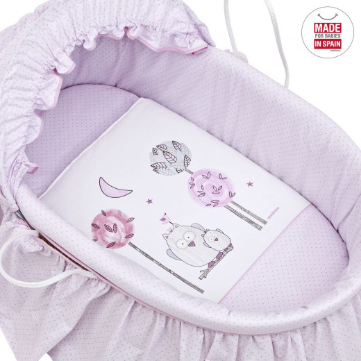 Cambrass - Moses Basket with Frills and Hood Une Gufo Pink