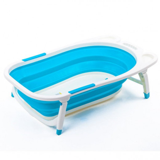 Baby Folding Collapsible Portable Bathtub with Block, Blue