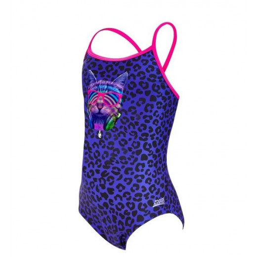 Zoggs Girls Cats Meow Starback Swimsuit, 9 Years