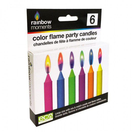 Rainbow Moment Color Flame Party Candles With Mix-and-match Flame Colors