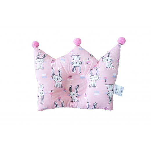 Baby Pillow for Infants, Rose Color, Rabbit Design
