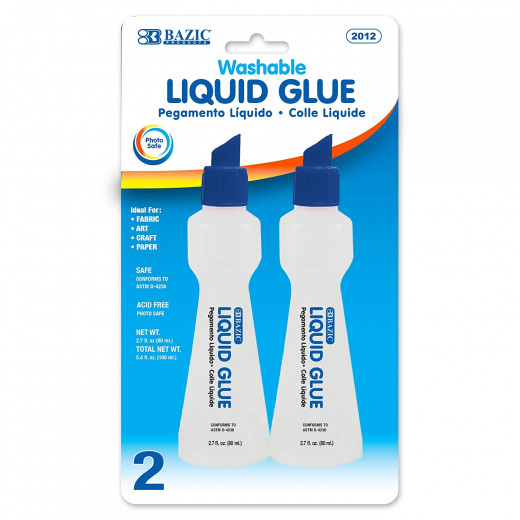 Bazic Stationery Clear Glue (2/Pack), 80 Ml