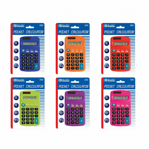 Bazic 8-digit Dual Power Pocket Size Calculator
