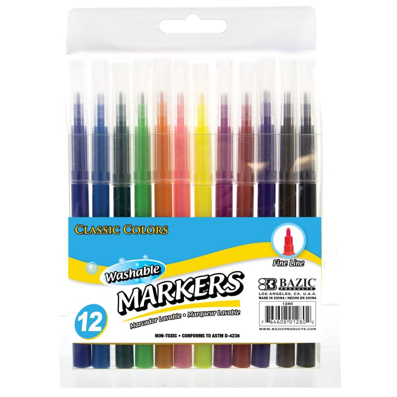 Bazic Washable Brush Markers, 20 Colors