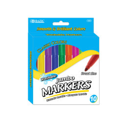 أقلام10 ألوان كلاسيكية بخط عريض جامبو قابلة للغسل من بازيك