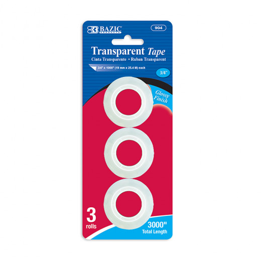 Bazic Transparent Tape Refill (3/Pack)