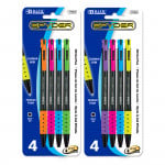 Bazic Spyder Oil-gel Ink Retractable Pen (4/pack), Assorted Colors