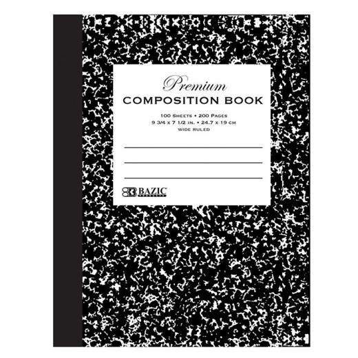 Bazic Premium Wide Ruled Black Marble Composition Book