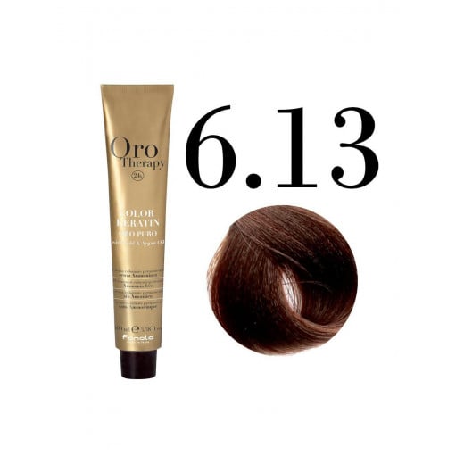 Fanola Oro Puro Hair Coloring Cream, dark blonde Beige no.6.13