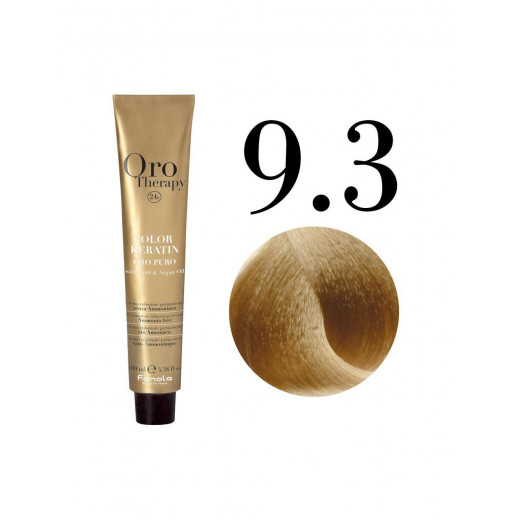 Fanola Oro Puro Hair Coloring Cream, Very Light Blonde Golden no.9.3