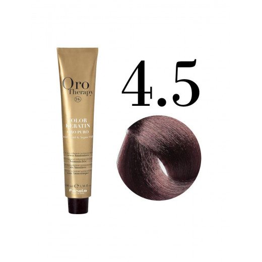 Fanola Oro Puro Hair Coloring Cream, Medium Chestnut Mahogany no.4.5