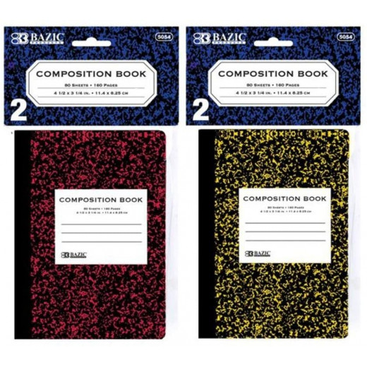 Bazic Mini Marble Composition Book, Set Of 2
