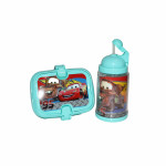 Set Of Lunch Box And Water Bottle, Blue Color, Disney Cars Design