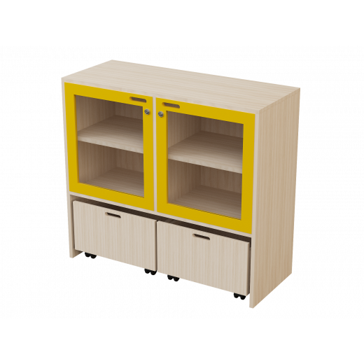 خزانة خشبية للتخزين بتصميم لون أصفر شفاف 103.3 * 40 * 90 سم من ايديو فن