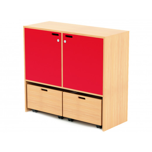 خزانة خشبية للتخزين بتصميم لون أحمر 103.3 * 40 * 90 سم من ايديو فن