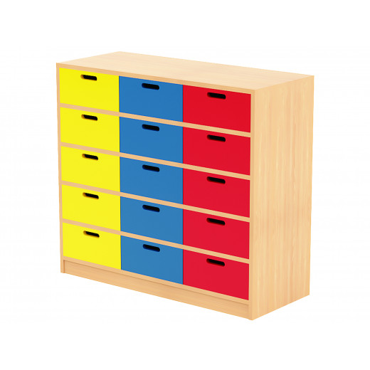 خزانة خشبية للتخزين مرنة بتصميم لون أزرق و أصفر و أحمر من دون عجلات 103.3 * 40 * 90 سم من ايديو فن
