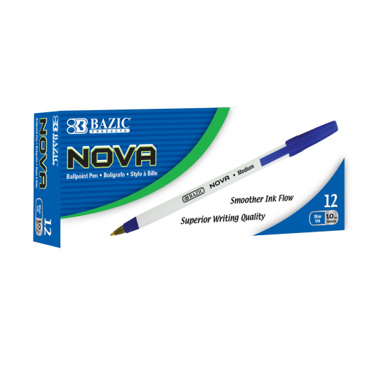 Bazic Nova Blue Color Stick Pen (12/Box)