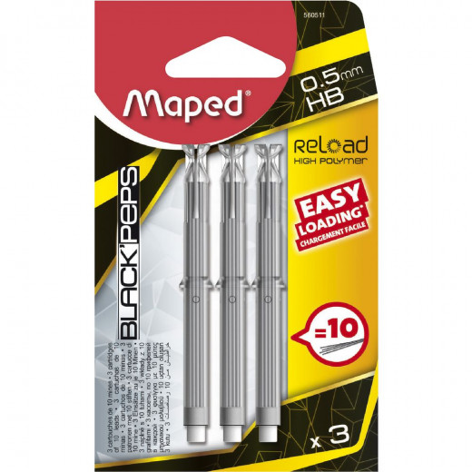 Maped Lead 0.5mm Lead Case, 3 Pcs