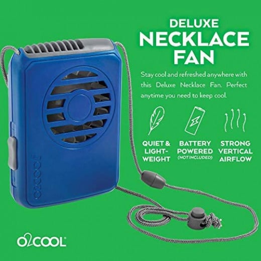 O2COOL Battery Deluxe Necklace Fan, Blue