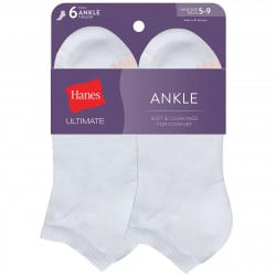 Hanes Women's Ultimate Core Cushinoned Ankle Socks, White, L