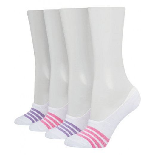 Women's 4-Pk. Ultimate Core Lightweight Invisible Liner Socks ,White, L