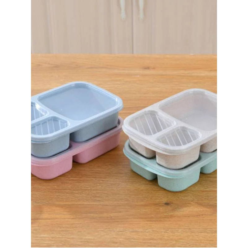 1pc Pink Three Grid Lunch Box