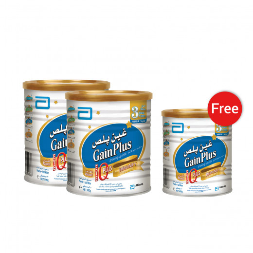 Free 400g pack with 2 Packs of Gain Plus IQ Stage 3, 900 g