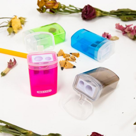 Bazic Dual Blades Sharpener With Lid & Receptacle, Assorted Colors