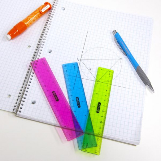 Bazic Plastic Ruler, Assorted Color,15 Cm, 3 Pieces