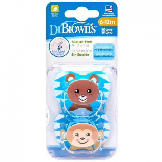 Dr Brown's Pacifier - Stage 2 (6-12mos) - Blue & Dark  Blue