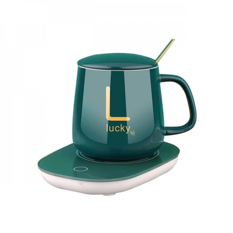 Lucky Ceramic Cup with Heater Green