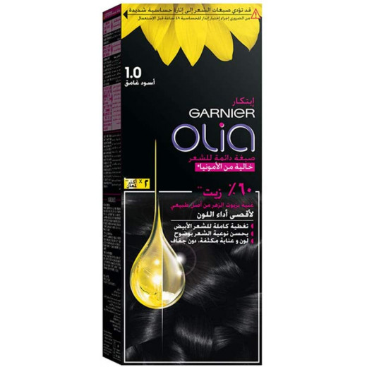 Garnier Olia Ammonia Permanent Hair Colour with 60% Oils, Number 1.0