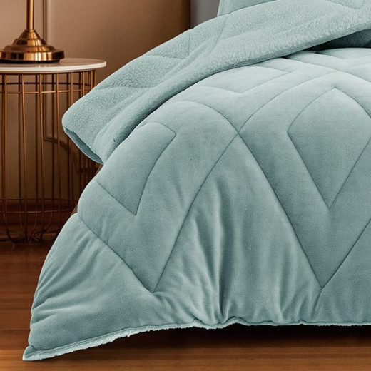 Nova home essentials velvet flannel to sherpa winter comforter mint green king