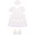فستان بتصميم الأميرات  4 قطع للبنات لعمر 0-3 أشهر ، باللون الأبيض