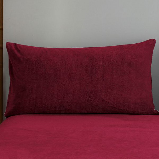 Nova home warmfit winter microfleece pillowcase set burgandy color 2 pieces