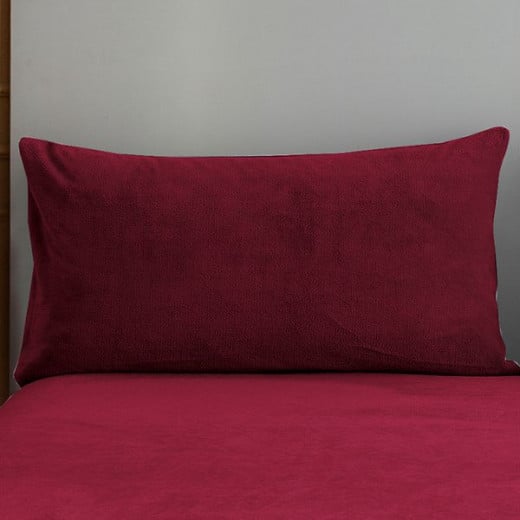 Nova home warm fit winter microfleece fitted sheet set, burgundy, king size