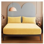 Nova home warmfit winter microfleece fitted sheet set yellow single/twin 2 pcs