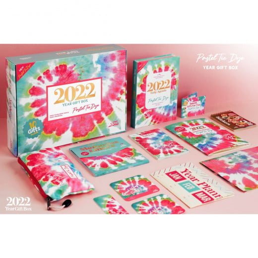 Mofkera Agenda Gift Set 2022, Pastel Tie Dye Design