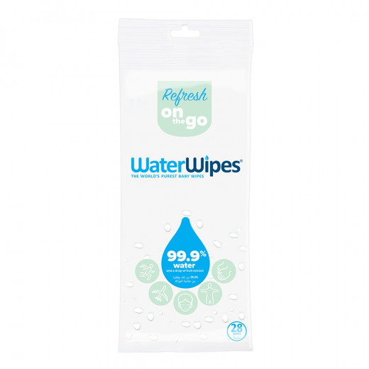 WaterWipes Refresh, on the Go Wipes Baby Wipes, 28 Count, 4 Packs Offer