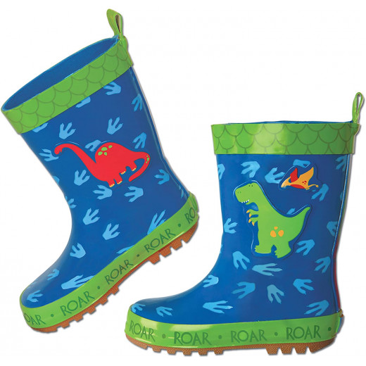 حذاء المطر للاطفال, باللون الازرق, بتصميم  ديناصور من ستيفين جوزيف