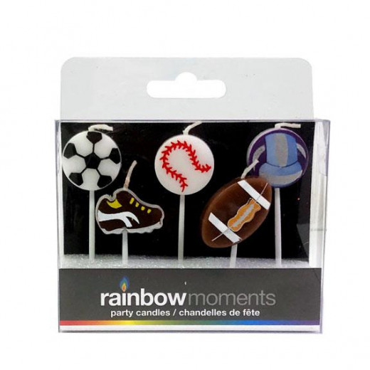 Rainbow Moment Sports Paraffin Shape Candles, 5 Pieces
