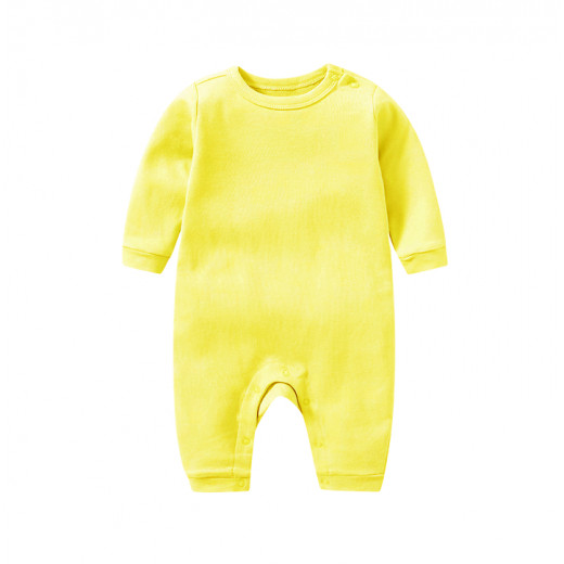 Baby Rompers Long Sleeve Bodysuit, Light Yellow Color