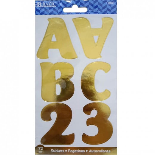 Bazic Gold Color Alphabet & Numbers Stickers