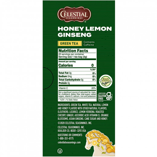 Celestial Honey Lemon Ginseng Green Tea, 42gram