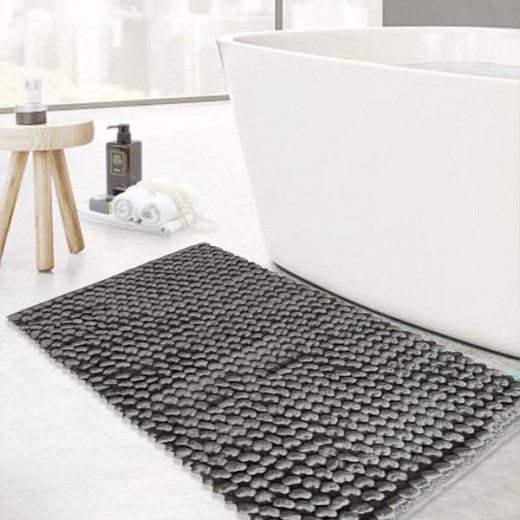 أرضية حمام مصنوعه من قطن, باللون الفضي, 50 × 80 سم من نوفا هوم