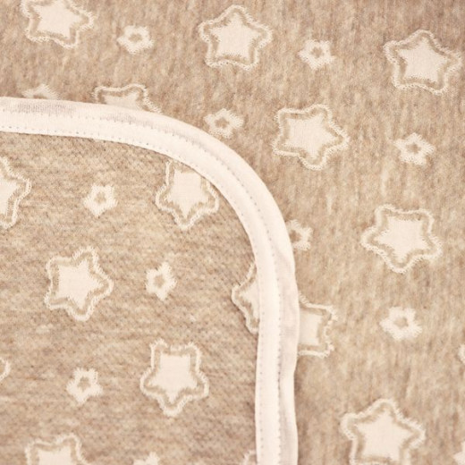 بطانية قطن بتصميم النجوم باللون البيج, حجم مجوز من نوفا هوم