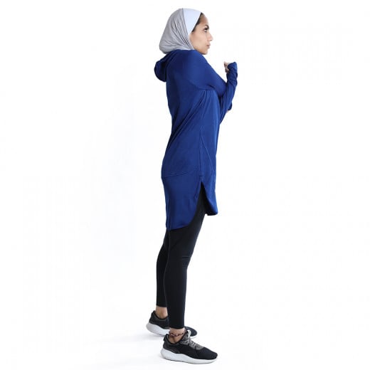 RB Women's Mid-length Running Hoodie, Large Size, Royal Blue Color