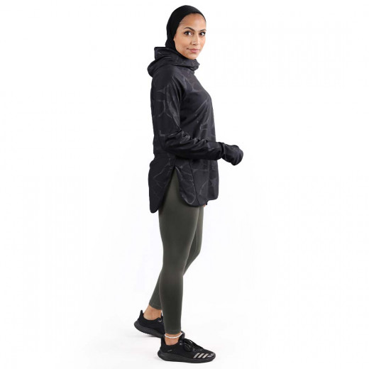 RB Women's Short Running Hoodie, Large Size, Marble Black Color